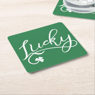Lucky Shamrock St. Patrick's Day Vierkante Kartonnen Onderzetter