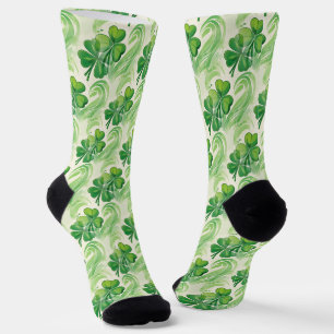 Lucky Shamrock Swirls Vierbladige Klaver Sokken