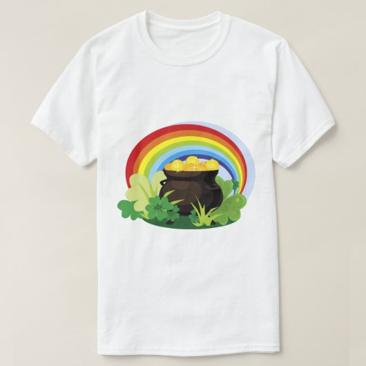 Lucky Shamrocks Clovers Rainbow Pot of Gold T-shirt (Design voorkant)
