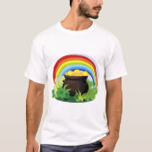 Lucky Shamrocks Clovers Rainbow Pot of Gold T-shirt (Voorkant)
