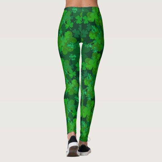 Lucky Shamrocks Sparkle - Clovers over de hele lin Leggings (Achterkant)