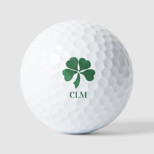 Lucky Shot Monogrammed Ierse Vier Blad Klavers Golfballen (Voorkant)
