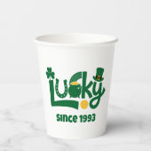 Lucky since Year Papieren Bekers (Achterkant)