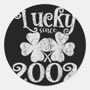 Lucky sinds 23 2002 Lucky St. Patricks Day Ronde Sticker