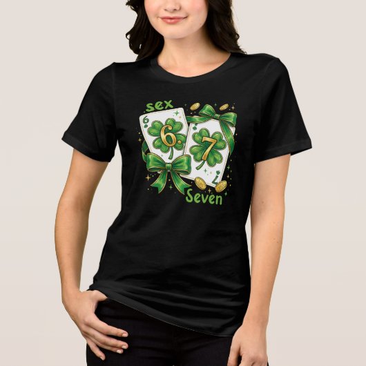 Lucky Six Seven Playing Cards, St Patricks Day Tri-Blend Shirt (Voorkant)