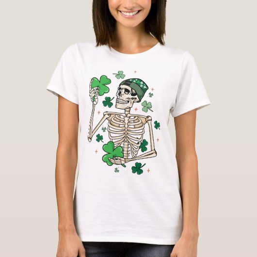 Lucky Skeleton, ST Patrick Day, Pat T-shirt (Voorkant)