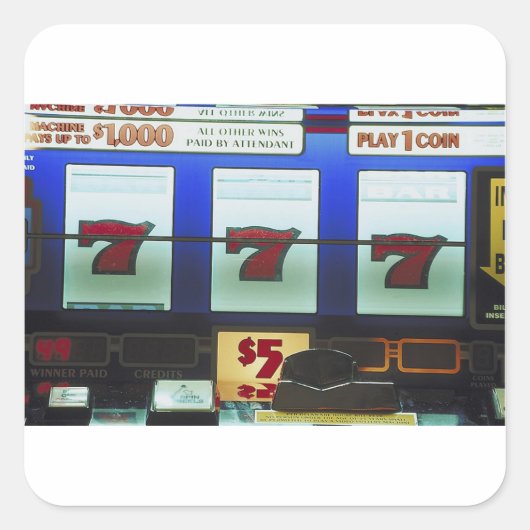 Lucky Slot Machine Winner Vierkante Sticker (Voorkant)