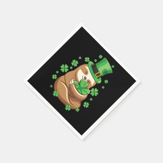 Lucky Sloth St Patricks Day Leprechaun Pet Shamroc Servet (Hoek)