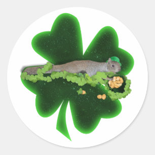 Lucky Squirrel St. Patrick's Day Ronde Sticker
