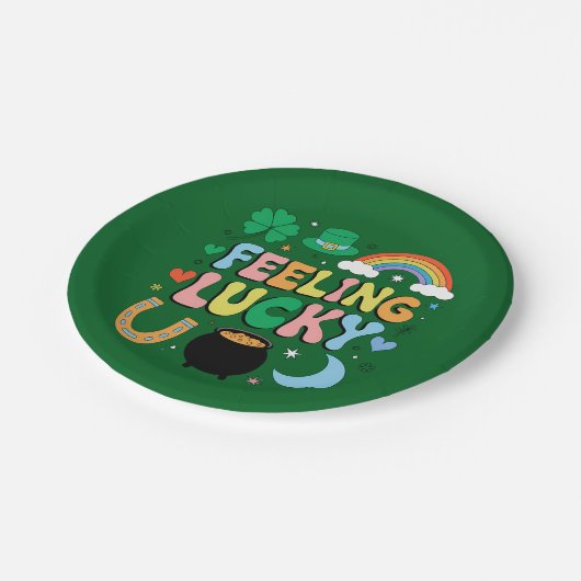 Lucky St Patrick's Day Charm Irish Shamrock Papieren Bordje (Gekanteld)