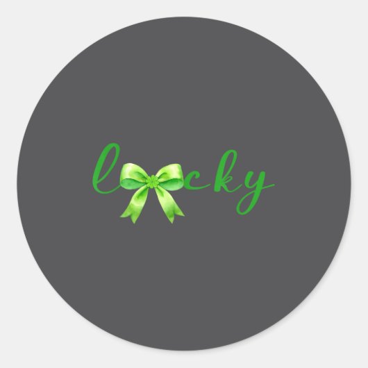 Lucky, St.patricks Day Coquette,shamrock Funny  Ronde Sticker (Voorkant)