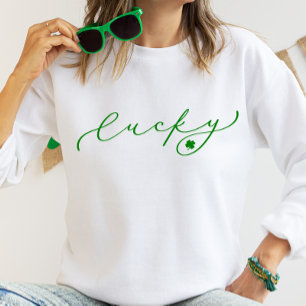 Lucky St. Patrick's Day Cute Green Script Trui