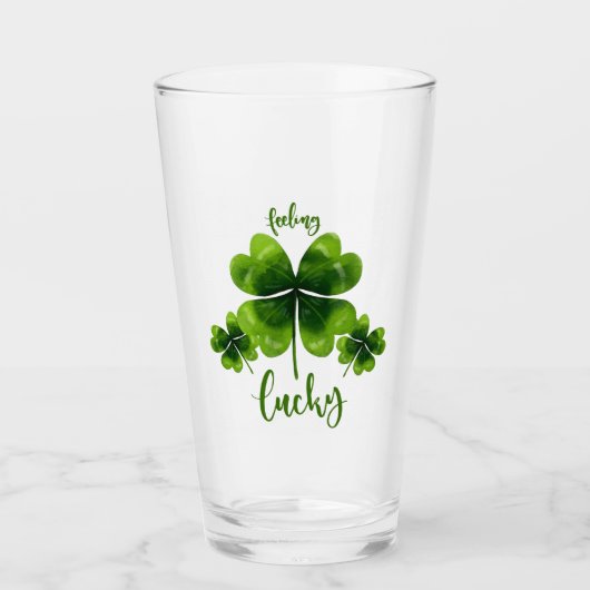 Lucky St Patrick's Day Glass met Shamrock Glas (Voorkant)