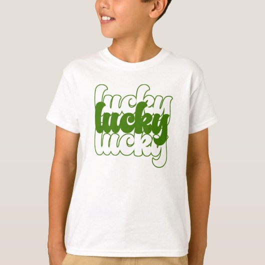 Lucky St Patrick's Day Green Retro 70's Boy's Kind T-shirt (Voorkant)