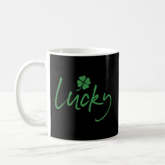 Lucky St Patrick's Day Ierse Shamrock 4 Leaf Kruid Koffiemok (Links)