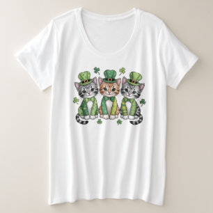 Lucky St. Patrick's Day Kittens-47474 Grote Maat T-shirt