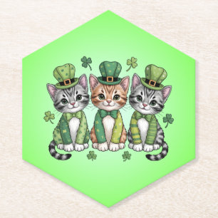 Lucky St. Patrick's Day Kittens-47474 Kartonnen Onderzetters