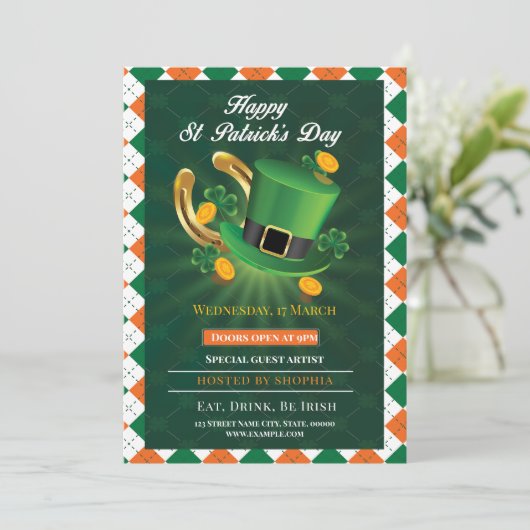 Lucky St. Patrick's Day Party Kaart (Staand voorkant)