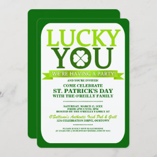 Lucky St. Patricks Day Party-uitnodigingen Kaart
