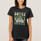 Lucky St Patricks Day Retro Groovy Lucky Smile Mem T-shirt (Voorkant)