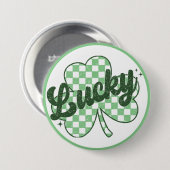 Lucky St Patrick's Day Retro Shamrock Ronde Button 7,6 Cm (Voorkant /achterkant)
