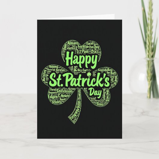 Lucky St Patricks Day Text Art Card Kaart (Voorkant)