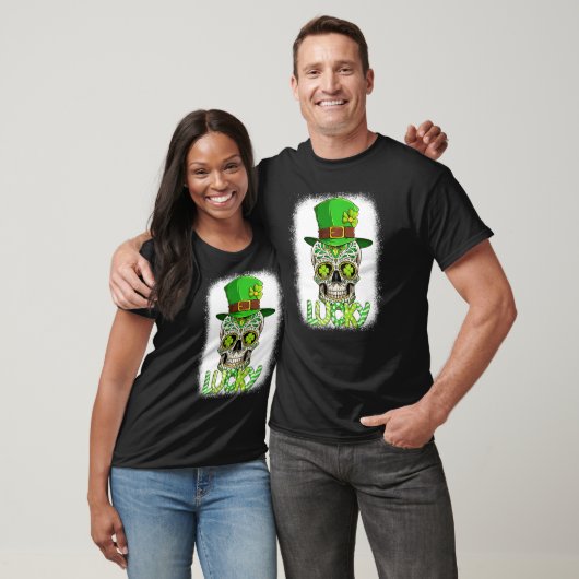 Lucky Sugar Skull Leprechaun Hat St Patrick's Day  T-shirt (Unisex)