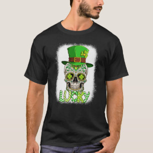 Lucky Sugar Skull Leprechaun Pet St Patrick's Day T-shirt