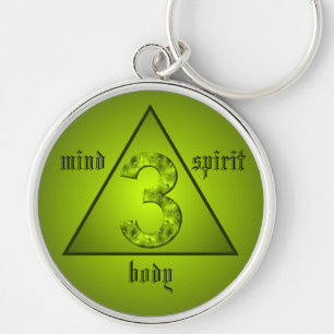 Lucky Three Holistic Triangle Mind Body Spirit Sleutelhanger
