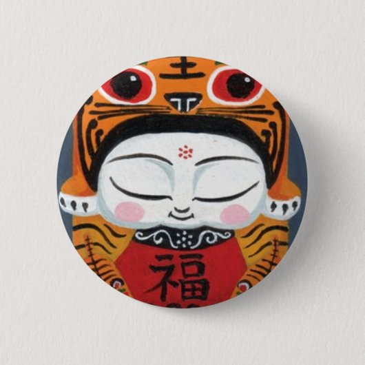 Lucky Tiger Baby Ronde Button 5,7 Cm (Voorkant)