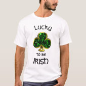 Lucky to Be Irish Shamrock and Gold Mannen t-Shirt (Voorkant)