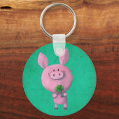 Lucky varken met vier bladklaver sleutelhanger (Voorkant)
