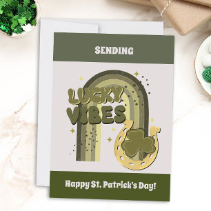 Lucky Vibes Boho St Patrick's Day Irish Shamrock Feestdagenkaart