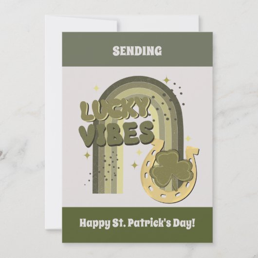 Lucky Vibes Boho St Patrick's Day Irish Shamrock Feestdagenkaart (Voorkant)