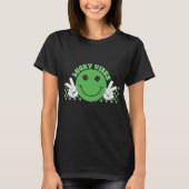 Lucky Vibes Green Smiling Face Shamrock T-shirt (Voorkant)