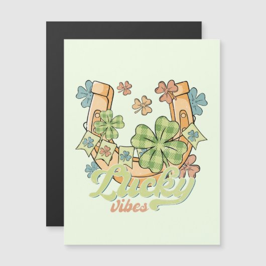 Lucky Vibes - Kleurrijke Klavers & Gouden Hoefijze (Voorkant / Achterkant)