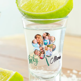 Lucky Voeg je eigen foto toe 4 bladklaver St Patri Shot Glas