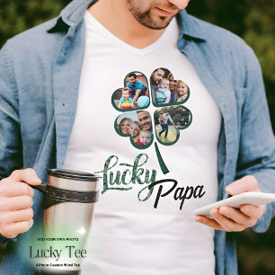 Lucky Voeg je eigen foto toe 4 bladklaver St Patri T-shirt