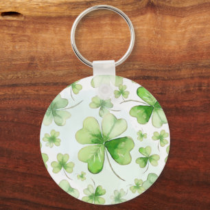 Lucky Watercolor Four Leaf Clover Ierse Moeder Vad Sleutelhanger