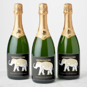 Lucky White Thaise Olifant gepersonaliseerd Sparkling Wijnetiket (Flessen)