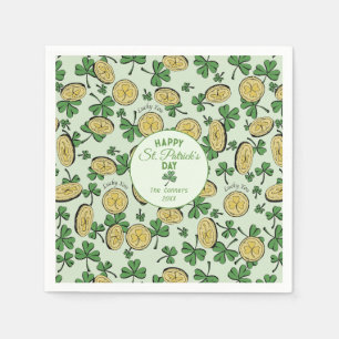 Lucky You Coins & Green Shamrocks St Patricks Day Servet