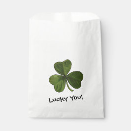 Lucky You Green Shamrock met aangepaste tekst Bedankzakje