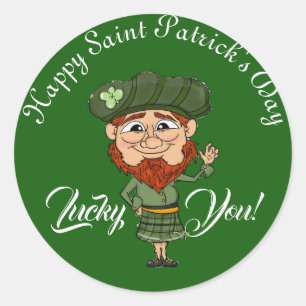 Lucky You Leprechaun Elf Happy Saint Patricks Day Ronde Sticker