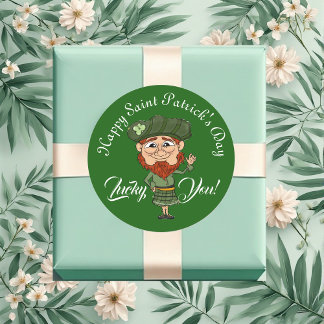 Lucky You Leprechaun Elf Happy Saint Patricks Day  Ronde Sticker