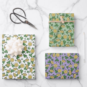 Lucky You St Patricks Day Shamrock Coins Clovers Inpakpapier Vel