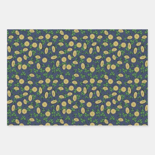 Lucky You St Patricks Day Shamrock Coins Clovers Inpakpapier Vel (Voorkant 2)