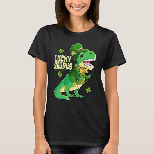 Luckysaurus Leprechaun Dinosaur St Patricks Day Bo T-shirt (Voorkant)