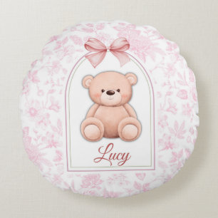 Lucy   Aangepaste Roze Teddybeer Nursery Design Rond Kussen