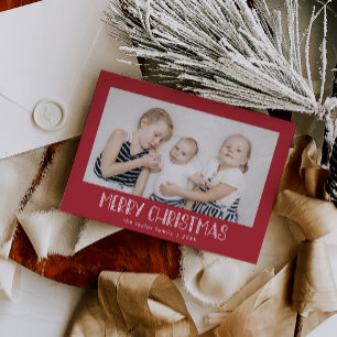 LUCY Donkerrood Familiefoto Feestelijk Vrolijk Ker Feestdagenkaart