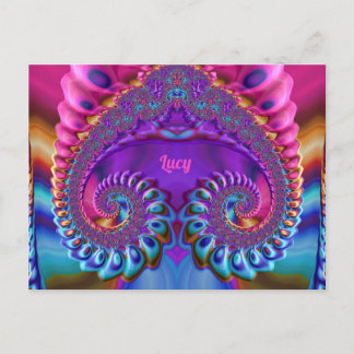 LUCY ~ Glanzend Briefkaart 3D Roze Blauw Paarse Za